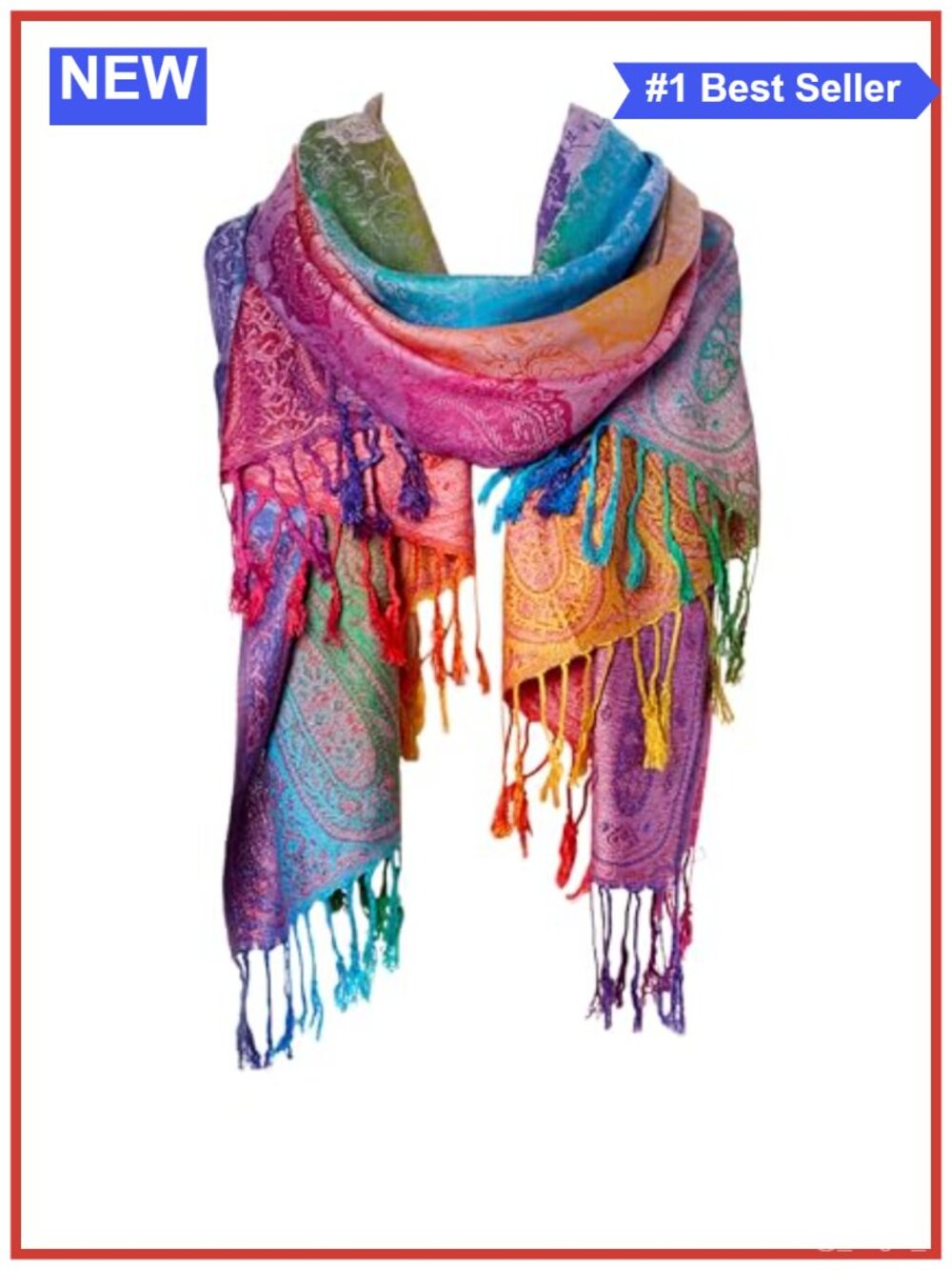 Silk Scarf Luxury Satin Shawl Wrap Fringed Watercolor